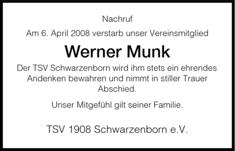 Traueranzeigen Von Werner Munk Trauer HNA De