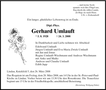 Traueranzeigen Von Gerhard Umlauft Trauer Hna De