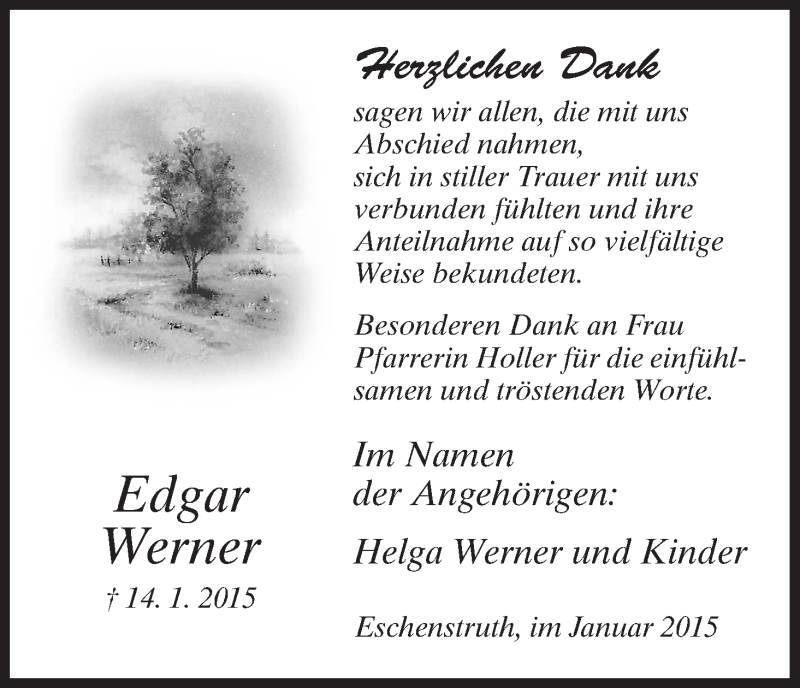 Traueranzeigen Von Edgar Werner Trauer Hna De