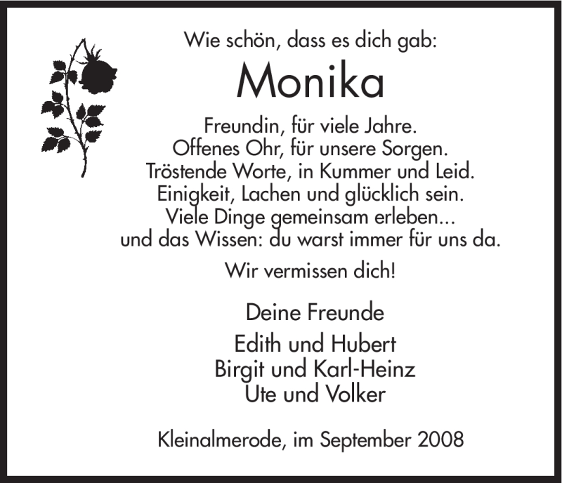 Traueranzeigen Von Monika Unbekannt Trauer Hna De