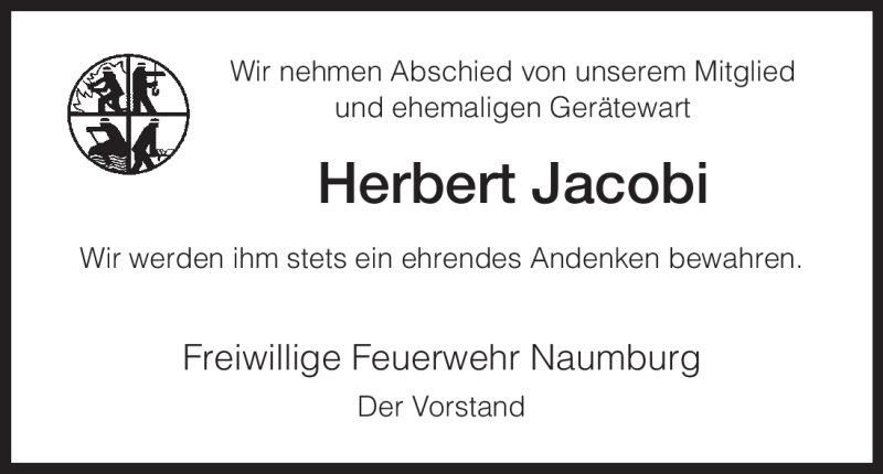 Traueranzeigen Von Herbert Jacobi Trauer Hna De