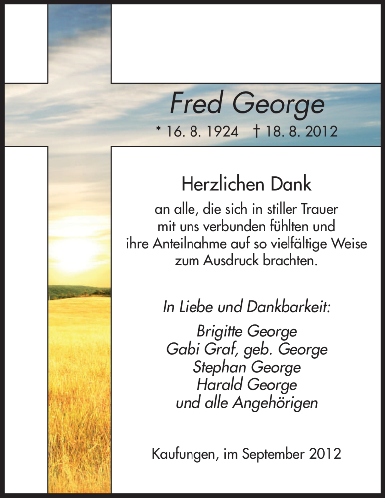 Traueranzeigen Von Fred George Trauer Hna De