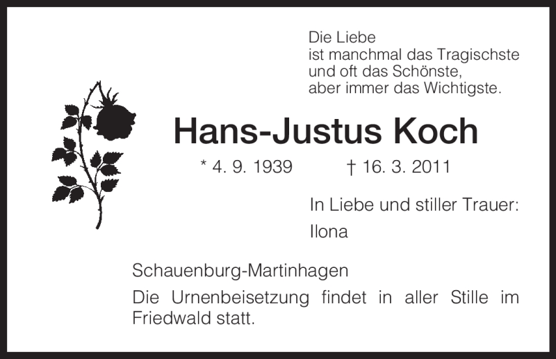 Traueranzeigen Von Hans Justus Koch Trauer HNA De