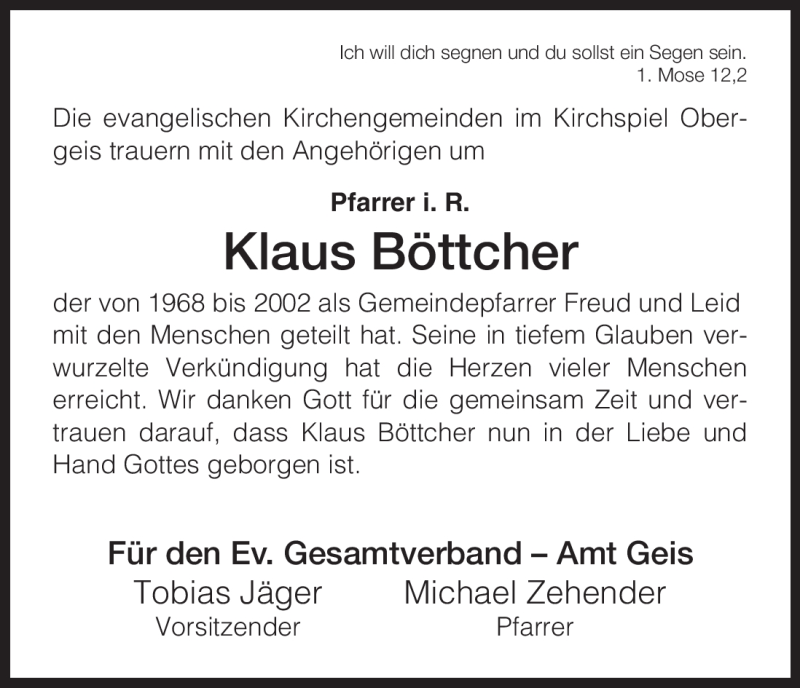 Traueranzeigen Von Klaus B Ttcher Trauer Hna De