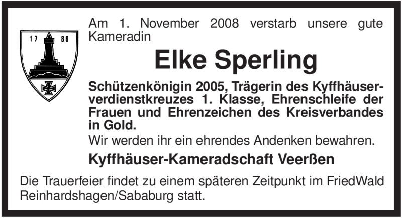 Traueranzeigen Von Elke Sperling Trauer Hna De