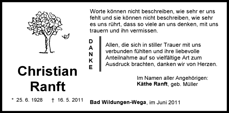 Traueranzeigen Von Christian Ranft Trauer Hna De