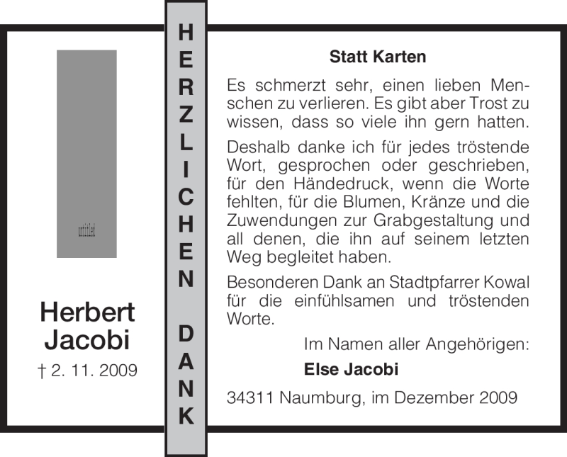 Traueranzeigen Von Herbert Jacobi Trauer Hna De