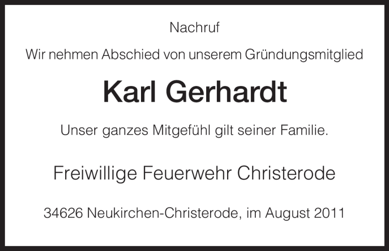 Traueranzeigen Von Karl Gerhardt Trauer Hna De