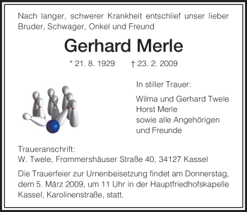 Traueranzeigen Von Gerhard Merle Trauer Hna De