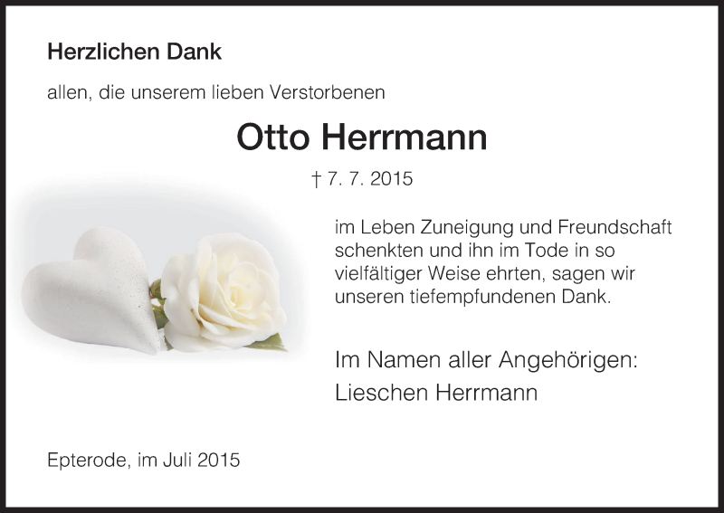 Traueranzeigen Von Otto Herrmann Trauer HNA De