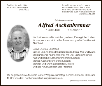 Traueranzeigen Von Alfred Aschenbrenner Trauer HNA De