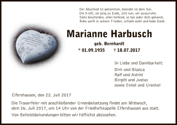 Traueranzeigen Von Marianne Harbusch Trauer Hna De