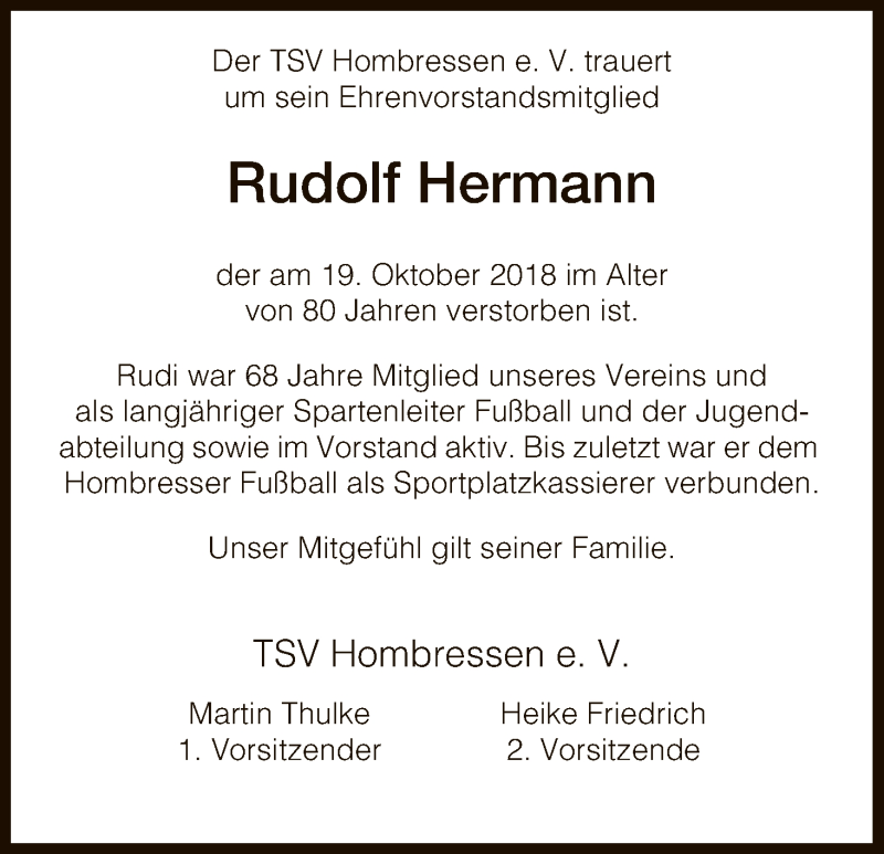 Traueranzeigen Von Rudolf Hermann Trauer HNA De