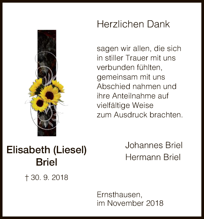 Traueranzeigen Von Elisabeth Briel Trauer HNA De