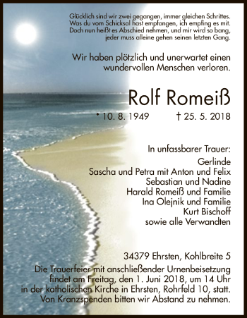 Traueranzeigen Von Rolf Romei Trauer Hna De