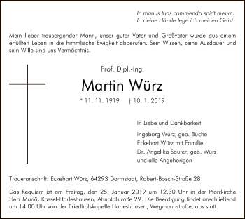 Traueranzeigen Von Martin W Rz Trauer Hna De