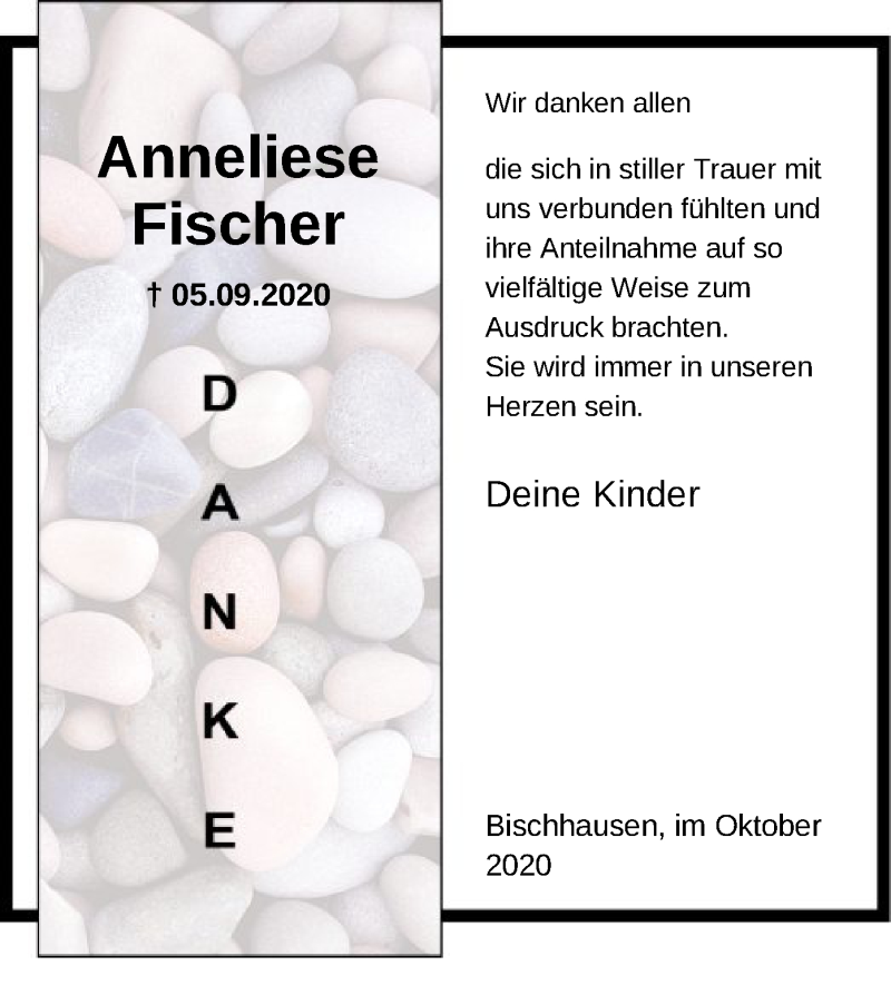 Traueranzeigen Von Anneliese Fischer Trauer HNA De