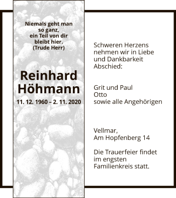 Traueranzeigen Von Reinhard H Hmann Trauer Hna De