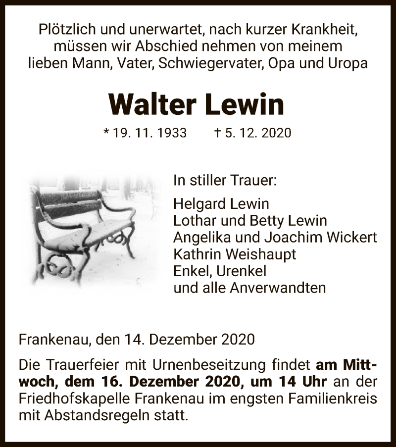 Traueranzeigen Von Walter Lewin Trauer HNA De