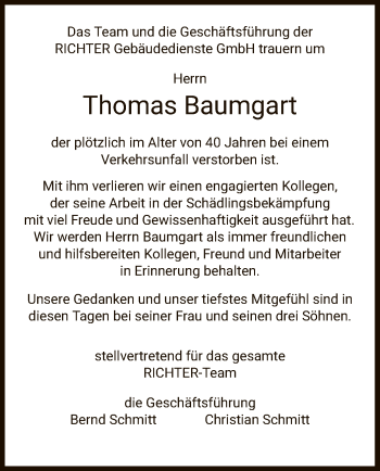 Traueranzeigen Von Thomas Baumgart Trauer HNA De