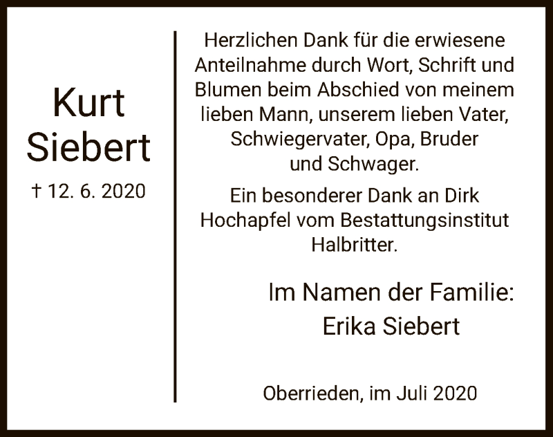 Traueranzeigen Von Kurt Siebert Trauer HNA De