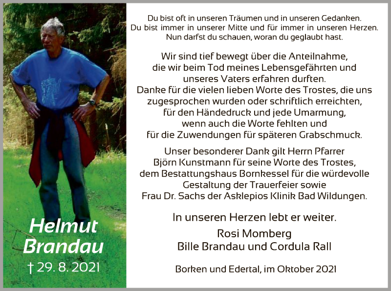 Traueranzeigen Von Helmut Brandau Trauer Hna De