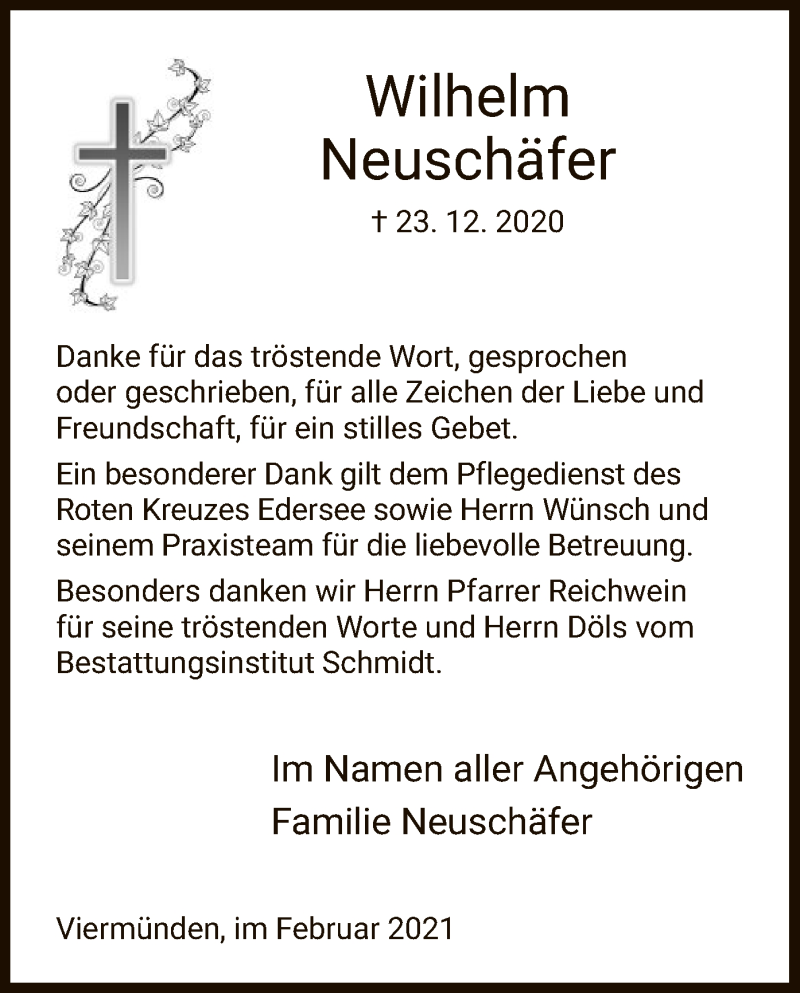 Traueranzeigen Von Wilhelm Neusch Fer Trauer Hna De