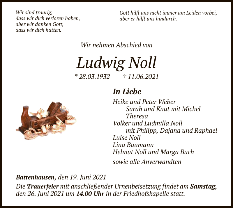 Traueranzeigen Von Ludwig Noll Trauer Hna De