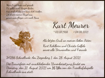 Traueranzeigen Von Kurt Meurer Trauer Hna De