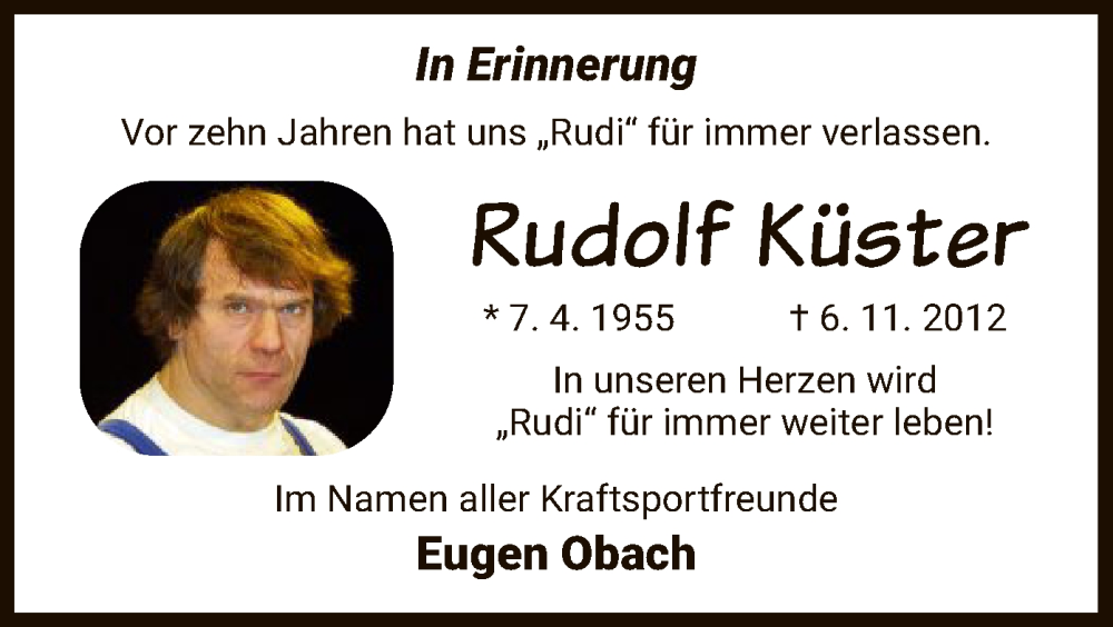 Traueranzeigen von Rudolf Küster Trauer HNA de