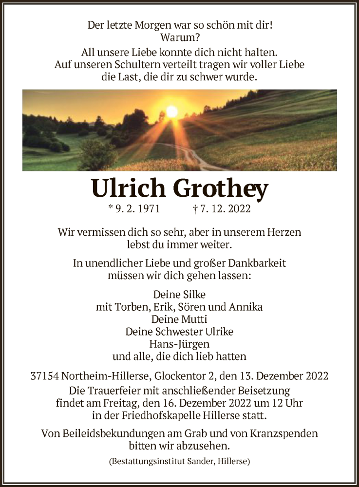 Traueranzeigen Von Ulrich Grothey Trauer Hna De