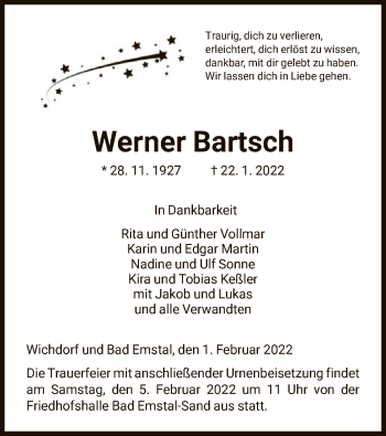 Traueranzeigen Von Werner Bartsch Trauer Hna De