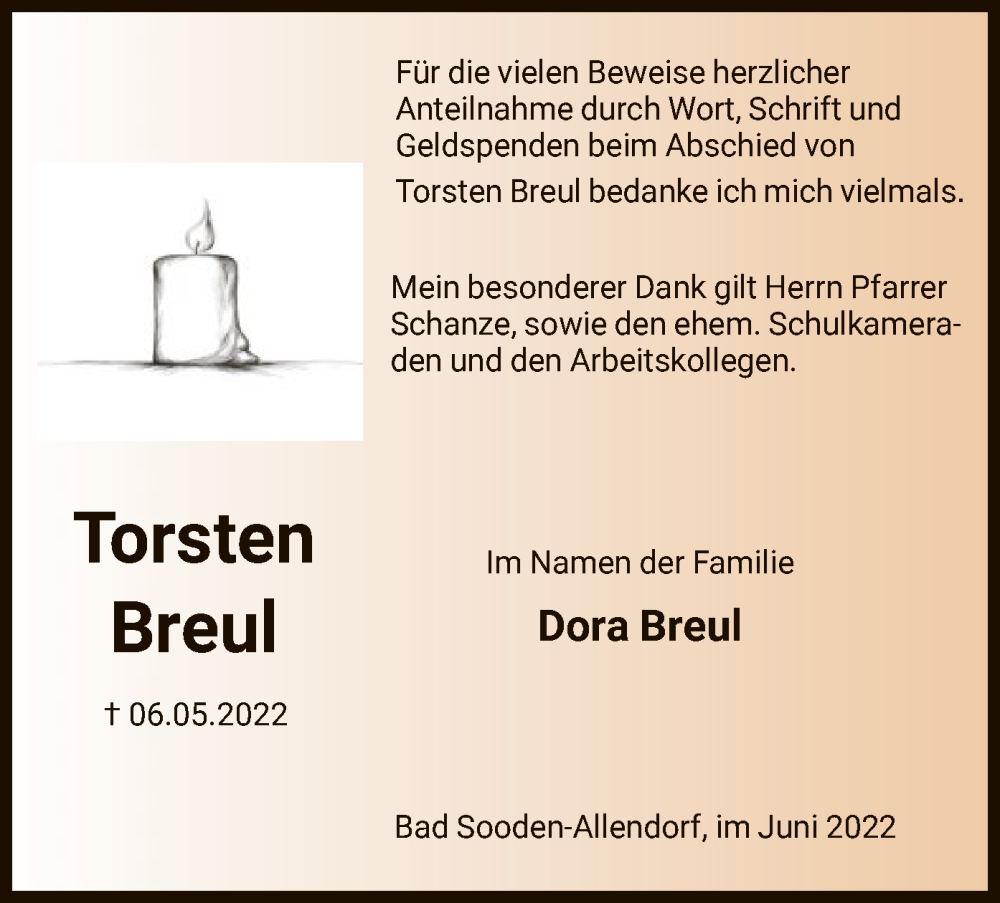 Traueranzeigen Von Torsten Breul Trauer HNA De