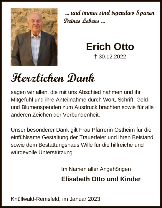 Traueranzeigen Von Erich Otto Trauer HNA De