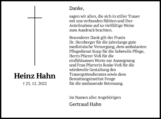 Traueranzeigen Von Heinz Hahn Trauer Hna De