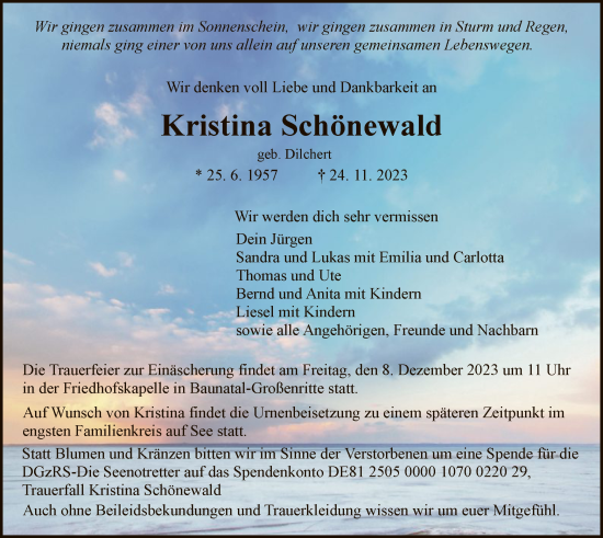 Traueranzeigen Von Kristina Sch Newald Trauer Hna De