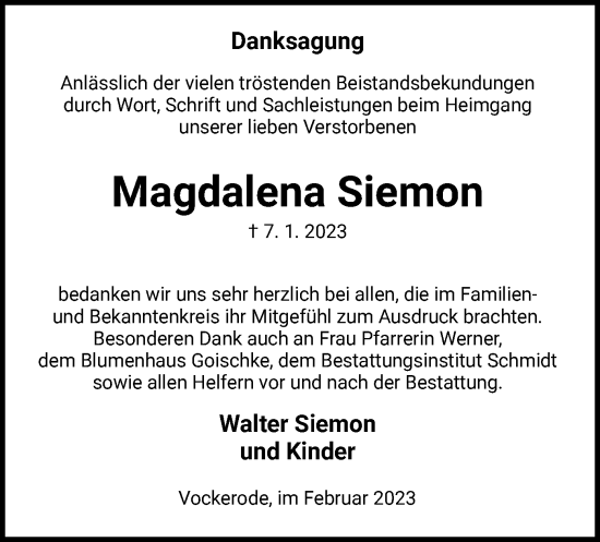 Traueranzeigen Von Magdalena Siemon Trauer HNA De