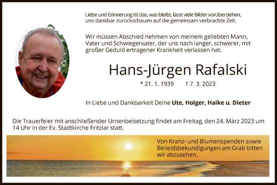 Traueranzeigen Von Hans J Rgen Rafalski Trauer Hna De