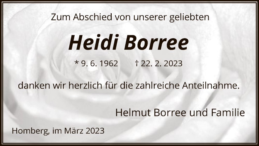 Traueranzeigen Von Heidi Borree Trauer Hna De