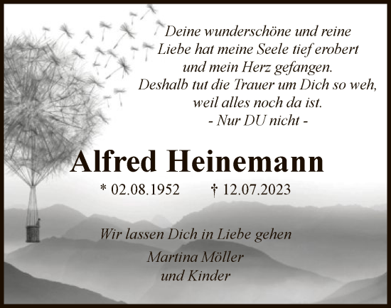 Traueranzeigen Von Alfred Heinemann Trauer Hna De