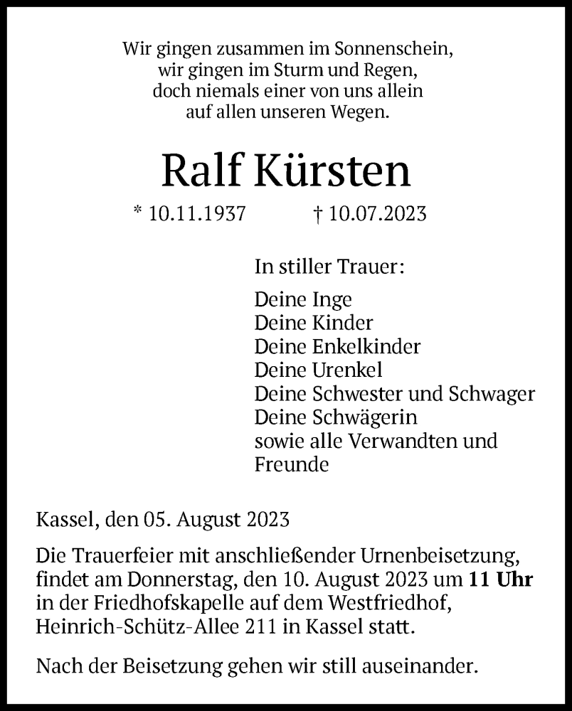 Traueranzeigen Von Ralf K Rsten Trauer Hna De