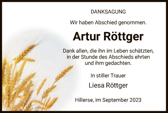 Traueranzeigen Von Artur R Ttger Trauer Hna De