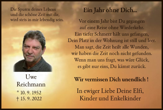 Traueranzeigen Von Uwe Reichmann Trauer HNA De