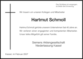 Traueranzeige von Hartmut Schmoll von HNA