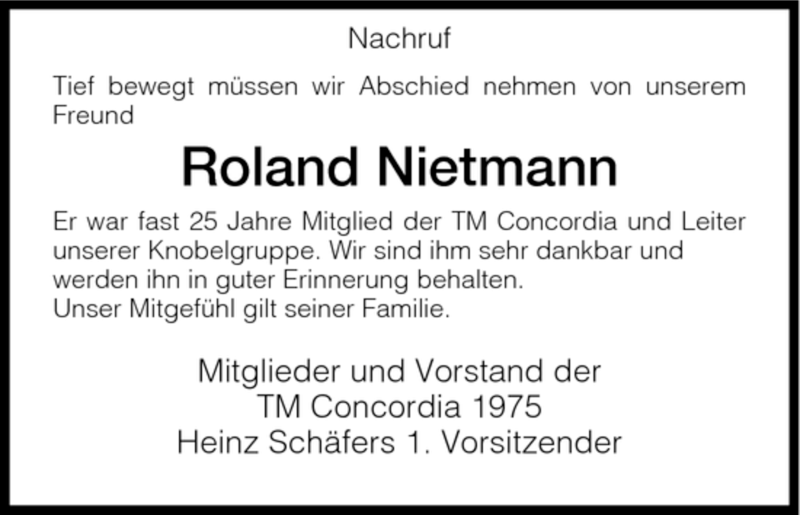  Traueranzeige für Roland Nietmann vom 10.03.2007 aus HNA