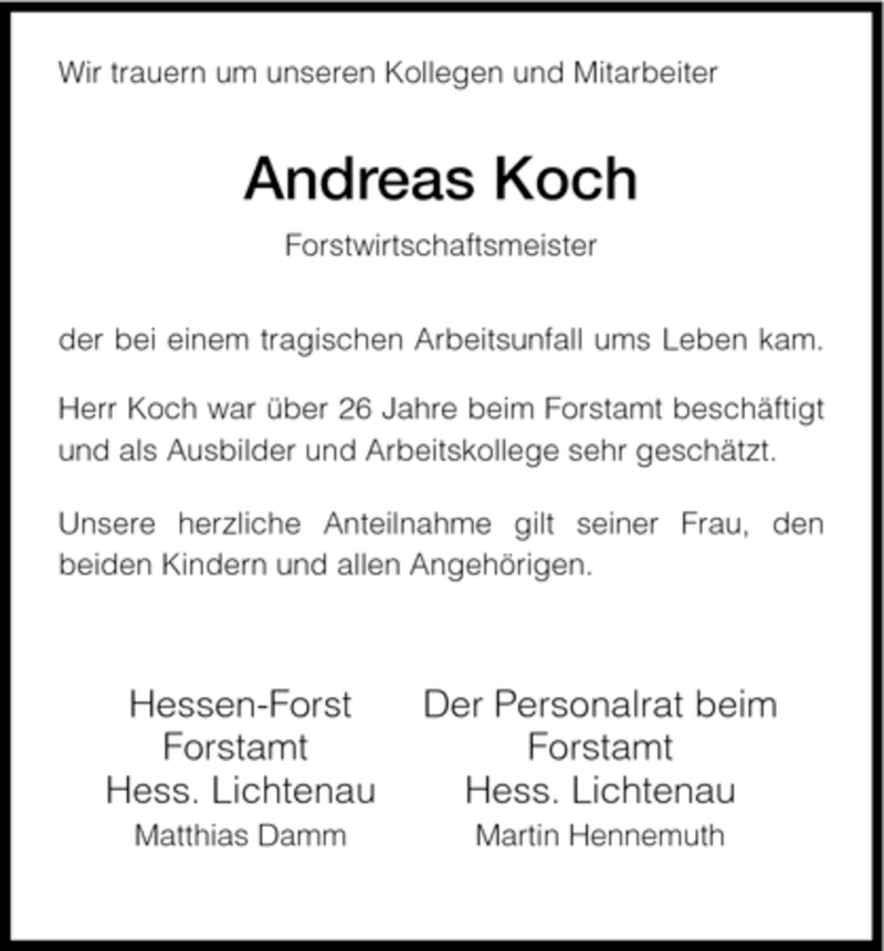  Traueranzeige für Andreas Koch vom 23.03.2007 aus HNA