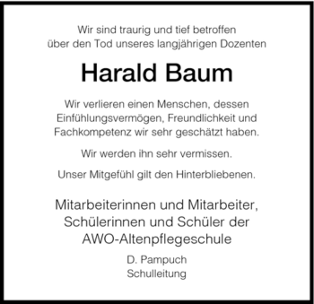 Traueranzeige von Harald Blum von HNA
