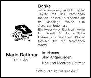 Traueranzeige von Marie Dettmar von HNA