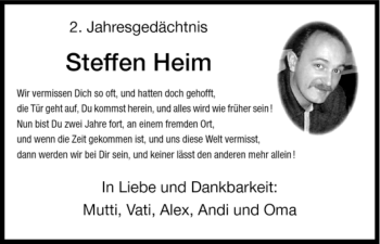 Traueranzeige von Steffen Heim von HNA