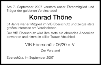 Traueranzeige von Konrad Thöne von HNA